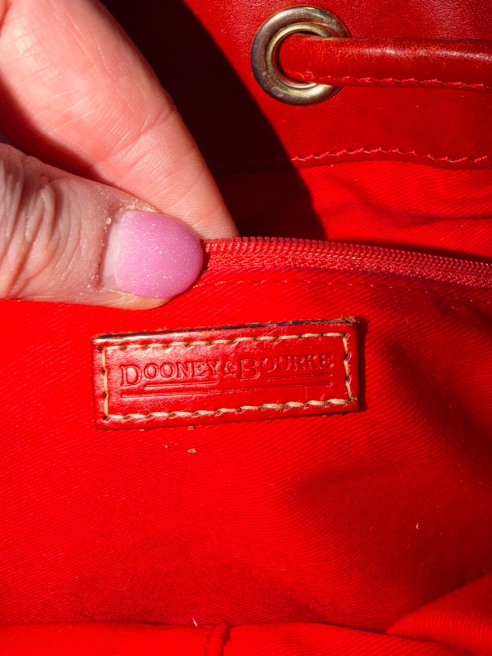 REHAB Dooney & Bourke Red Trim Zebra-Print Drawstring Bucket Bag - Picture 14 of 14